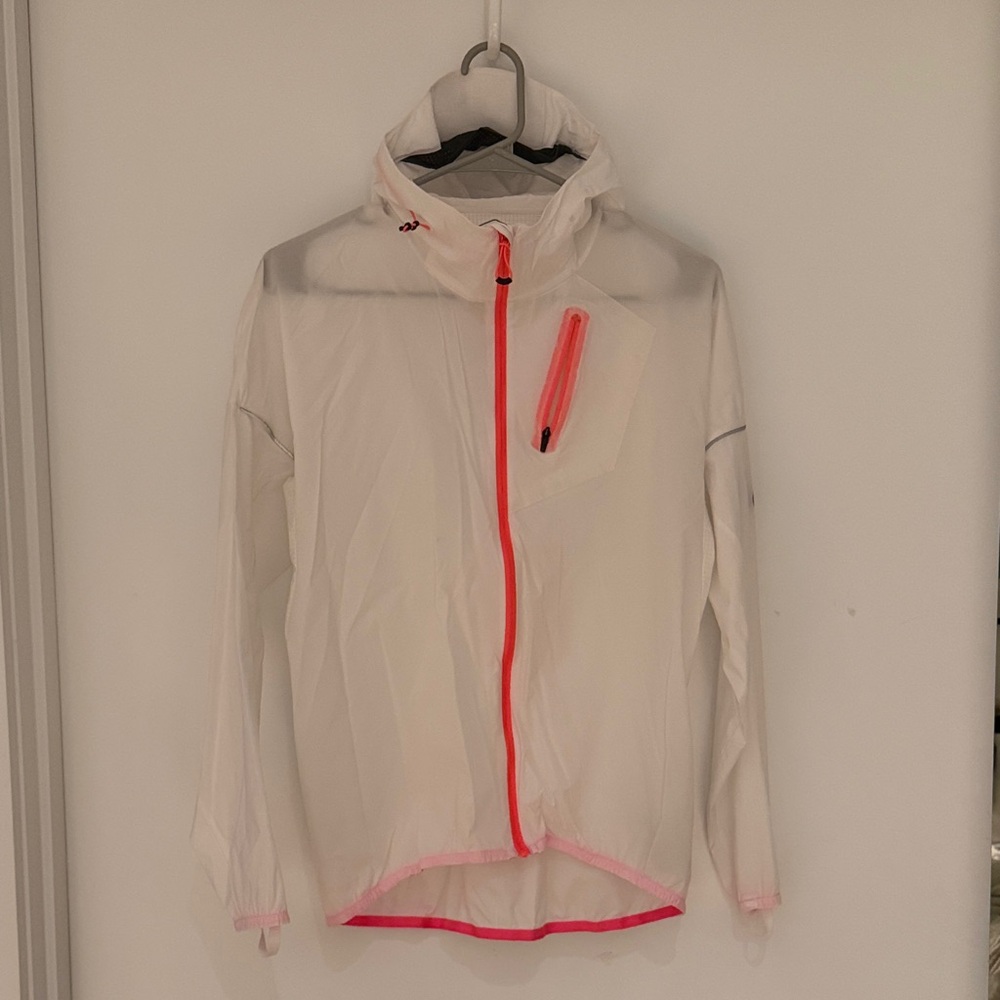 Asics White and Pink Ultra Light Jacket